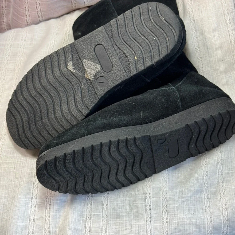 Suede Leather Black Winter Boots Fur Lined‎ Cozy Casual Comfort Shoes